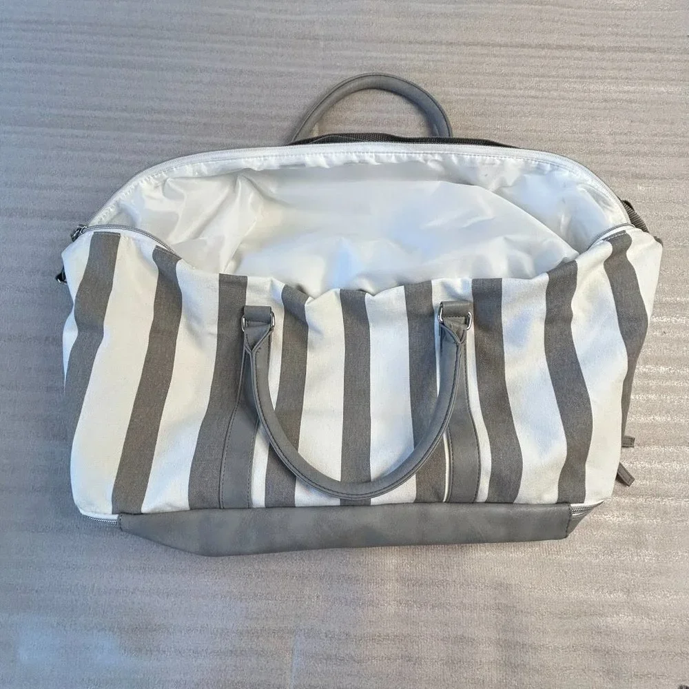 Ulta Striped Duffle Travel Bag w/Shoe Compartment